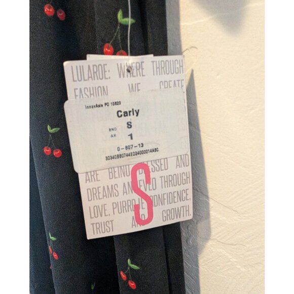 LuLaRoe Womens Small Carly Dress Midi Black Cherry Print Casual New NWT - Picture 7 of 8